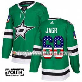 Dallas Stars tröja Jaromir Jagr 68 Adidas 2017-2018 Kelly Grön USA Flag Fashion Authentic - NHL Tröjor Barn